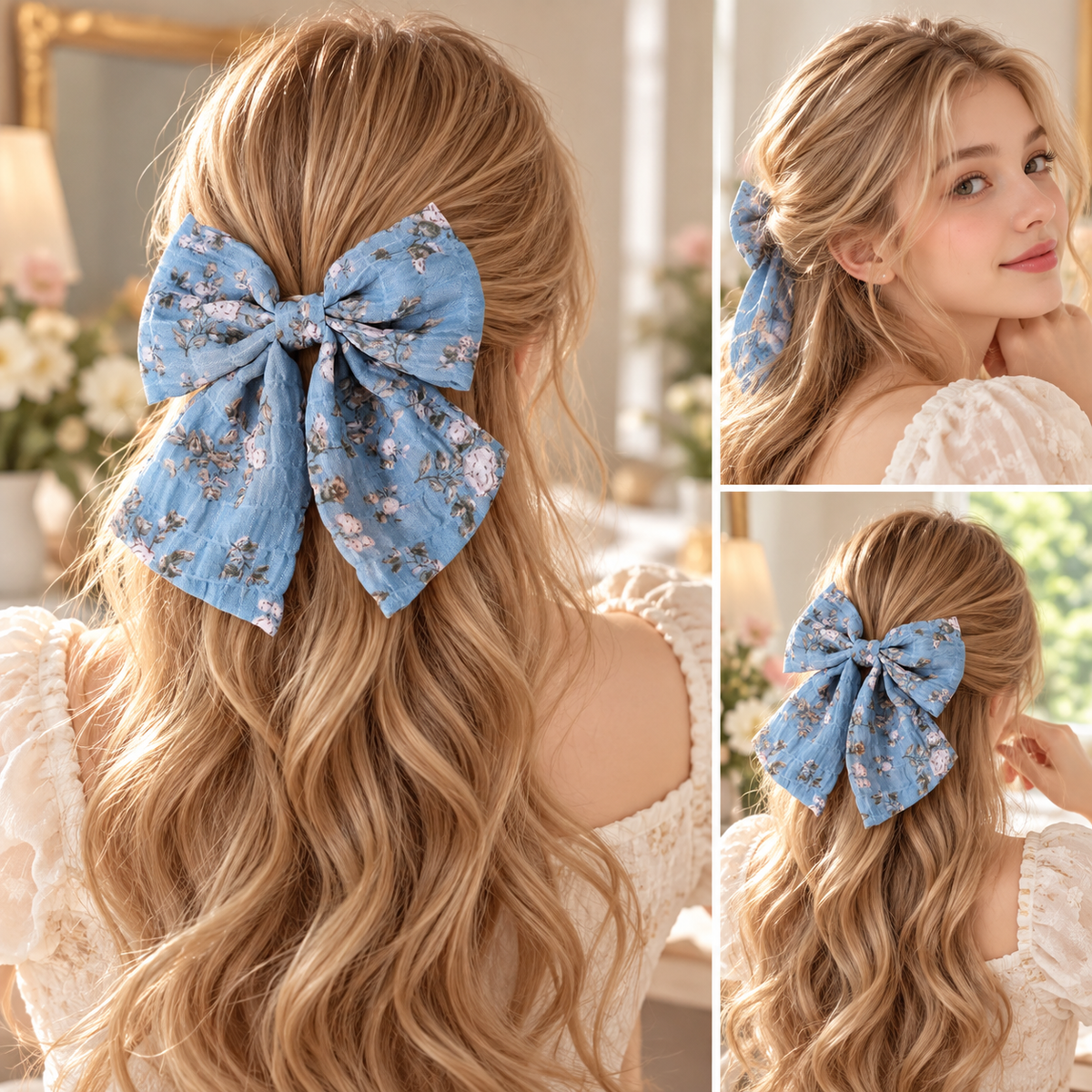 2-Pack Pink Satin Hair Bows