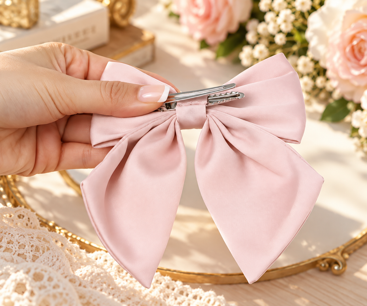 2-Pack Pink Satin Hair Bows