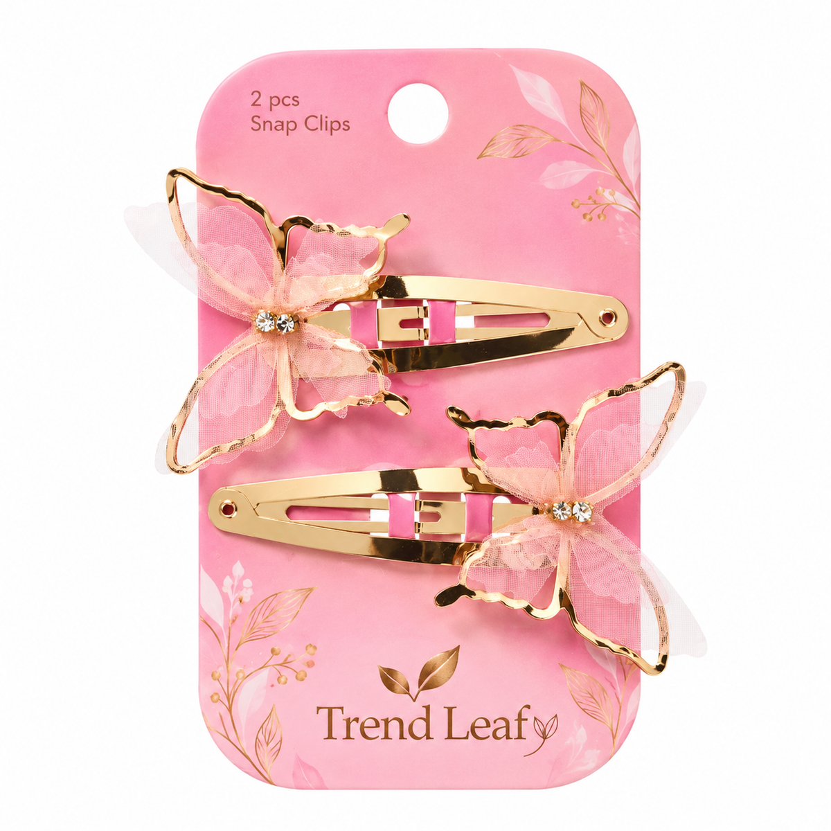 Pink Butterfly Hair Clips Set of 2