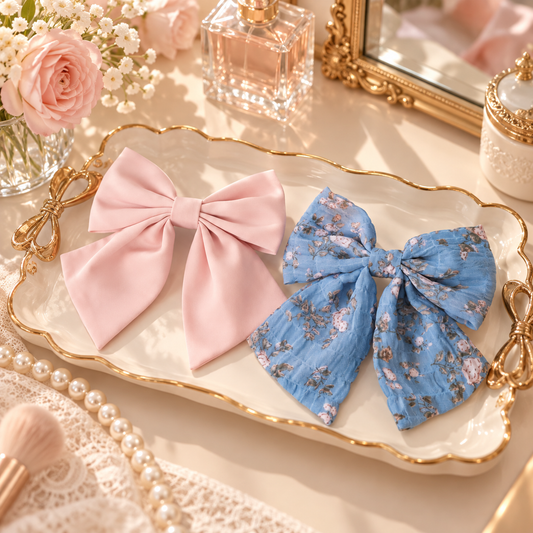2-Pack Pink Satin Hair Bows